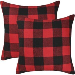 4TH Emotion Set of 2 Christmas Buffalo Check Plaid Throw Pillow Covers Cushion